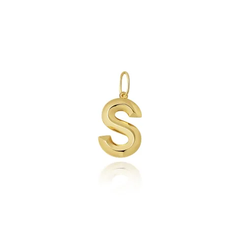 9ct Yellow Gold Initial Pendant S 10.2 x 14mm